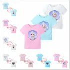 Летняя футболка для маленьких девочек, Волшебная сменная мультяшная майка с блестками, Анна, Эльза, катаенок, детская повседневная одежда, модная футболка, детский топ, футболка