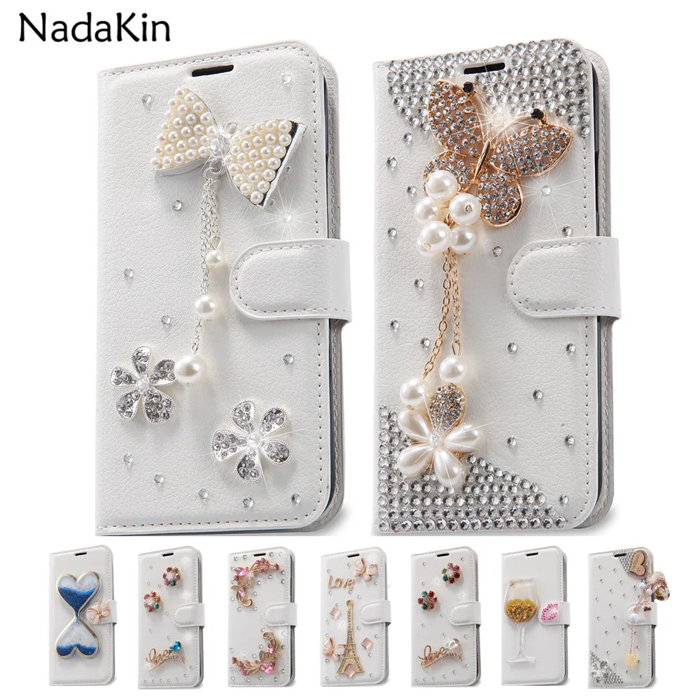 Чехол Кошелек со стразами и откидной крышкой из искусственной кожи с подставкой