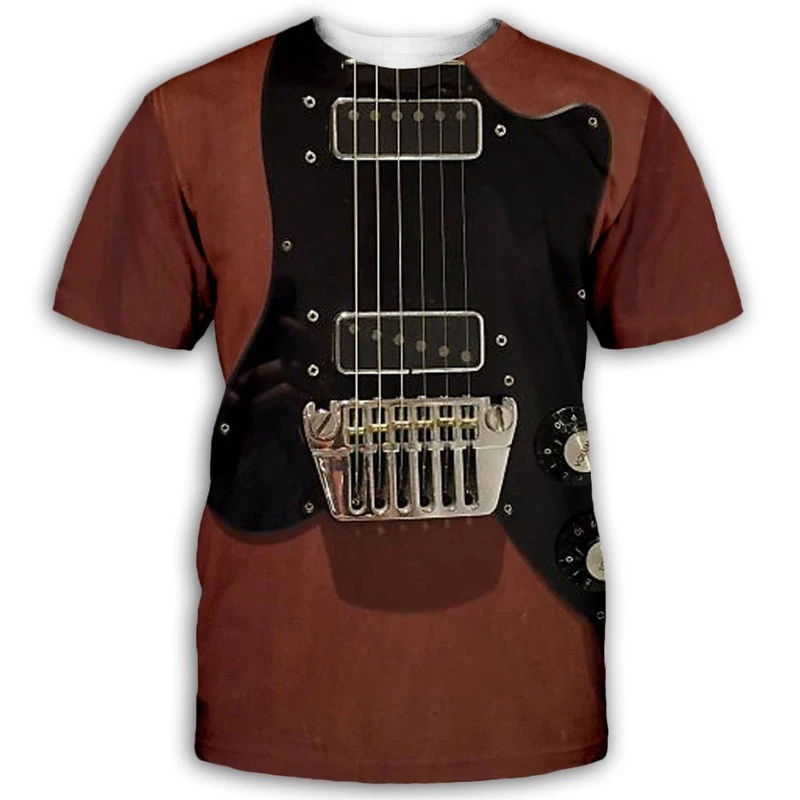 

New Hot Sale T-shirts Unisex Music Symbol tops 3D Printed Guitar T-shirt Shirt Rock style Men Clothing Oversized t shirt S-6XL