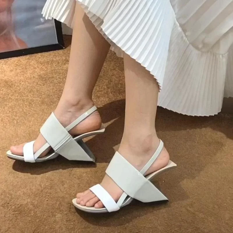 

2021summer New Genuine Leather Wedges Sandals Women's Fashion Hollow Out Open Toe Slope Heel High Heels Shoes Sandalias Mujer