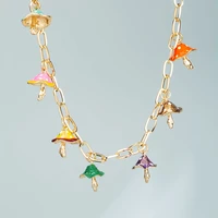 fashion statement rainbow cute charm necklace for women korean mushroom pendant necklace trendy enamel choker collar gifts