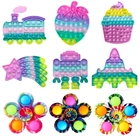 Радужный фиджет, квадратная антистрессовая новая пузырьковая вспышка для рук, Сжимаемый антистресс для взрослых и детей