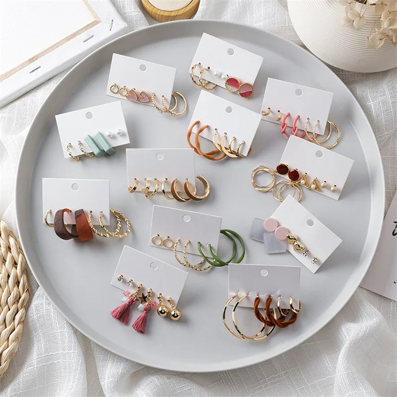 6 шт./компл. винтажные Модные женские богемные серьги-кольца геометрические