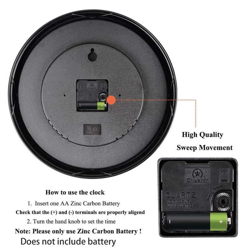 

Digo Wall Clock Metal Silent Non-Ticking Battery Quartz Retro Rome Digital Clocks 15 Inch Decor Table Dial for Bathroom