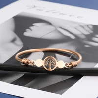 stainless steel tree of life bangle rose gold color bracelet bangle for women 2020 new christmas tree gifts 2021 fashion jewelry