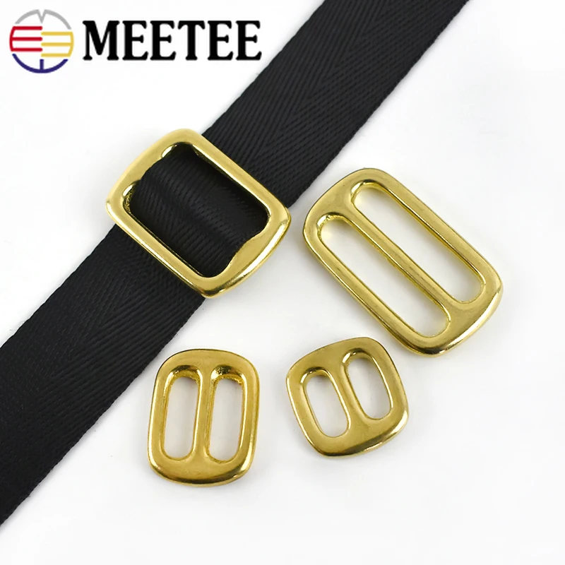 Meetee 4 шт. ID13mm-50mm чистый Медь Tri-скользящая Пряжка DIY сумка пряжки для регулировки