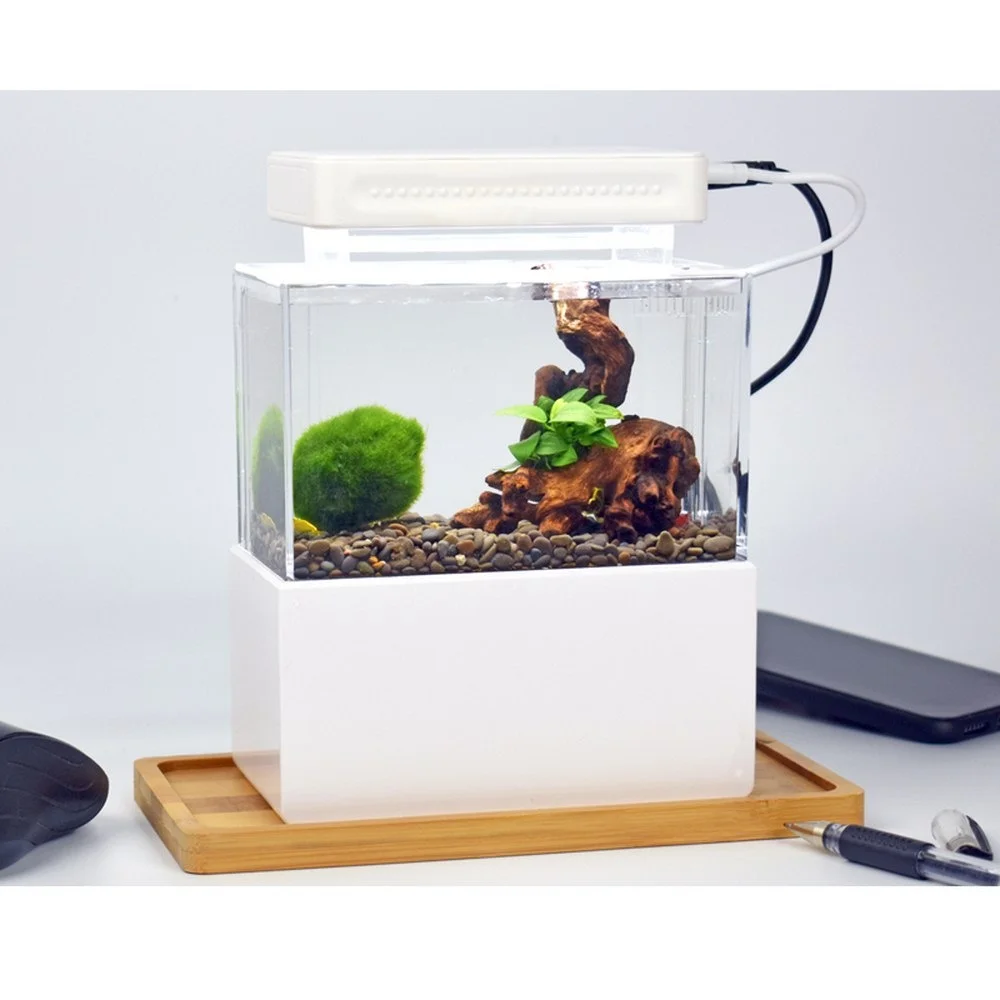 Настольный морской Aquaponic аквариумных рыб чаша мини Betta Fish бак с водой фильтра