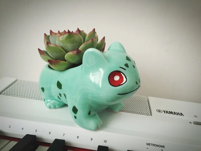 Большой 13 см x 7,5 см Kawaii керамический цветочный горшок Bulbasaur суккулентный горшок милые зеленые растения цветочный горшок с отверстием для дропшиппинг