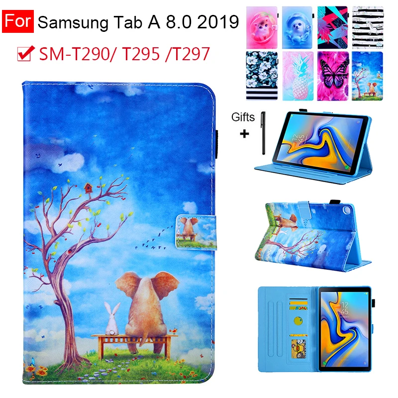 Чехол для планшета Tab A 8 0 2019 дюйма чехол с карманом карт Samsung tab Φ T295 T297 Мультяшные