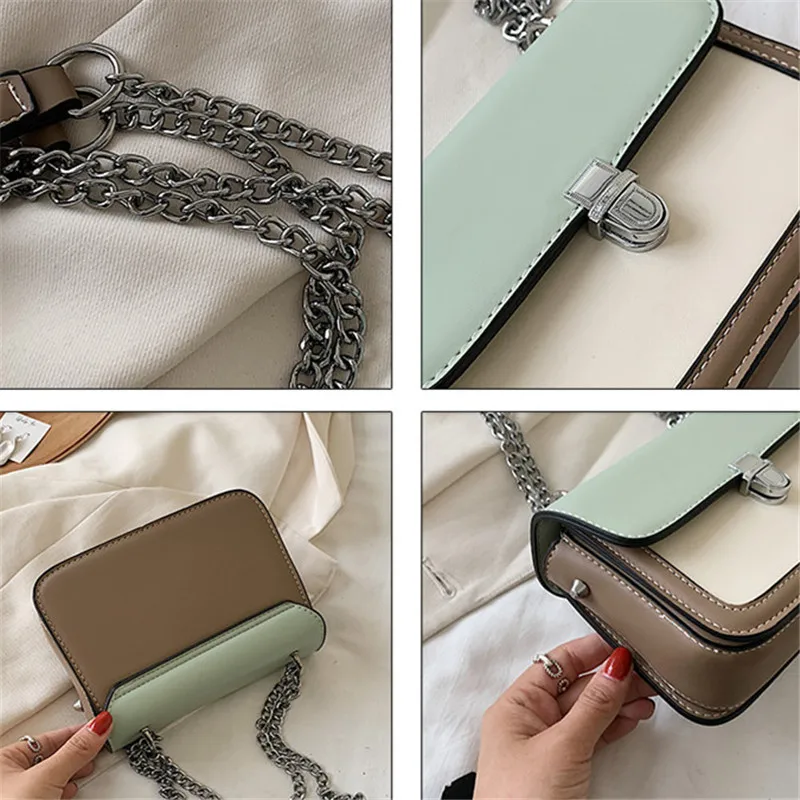 

TOYOOSKY Contrast Color Leather Crossbody Bags For Women 2020 Travel Handbag Fashion Simple Shoulder Messenger Bag Small Purse