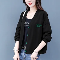 large size knitted jacket female 2021 korean version loose autumn thin fashion solid color short top sweater cardigan