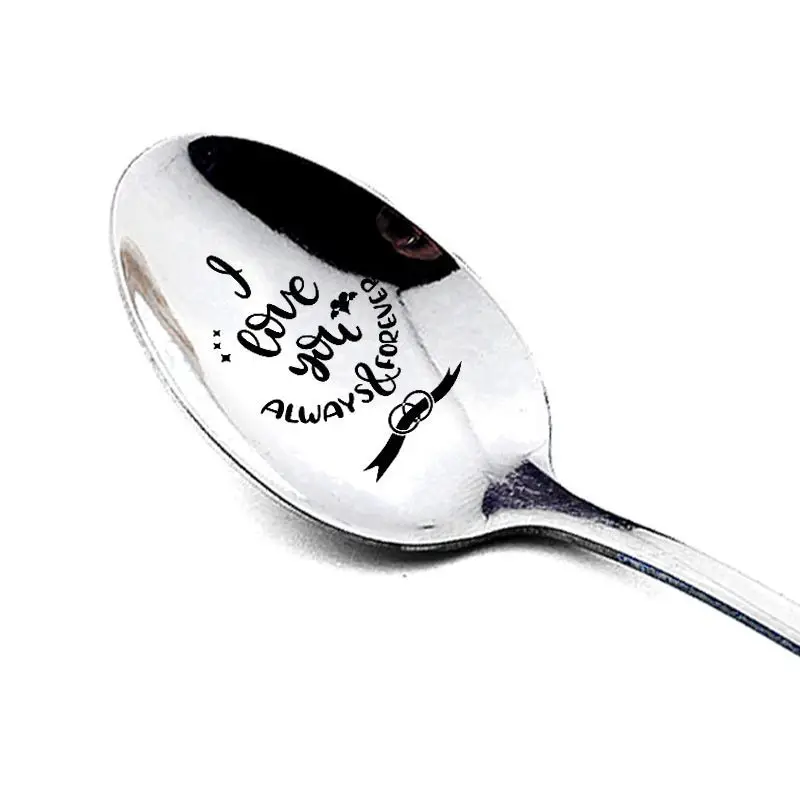 

Wedding Anniversary Gift Valentine's Day Gift Stainless Steel Spoon Long Handle Engraved Spoon Household Supplies