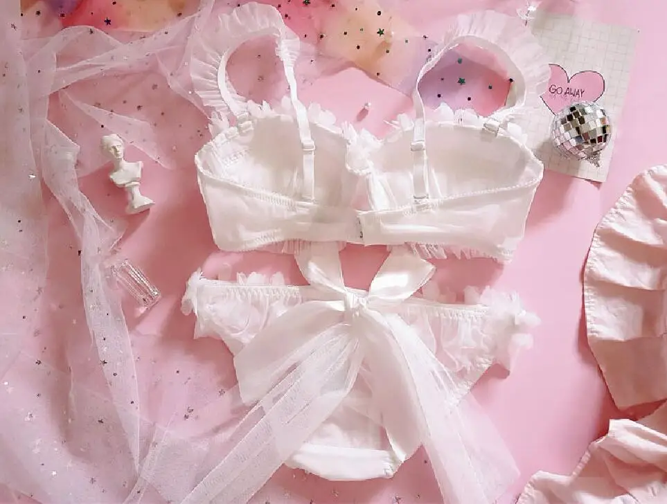 Женский комплект кружевного нижнего белья белый кружевной бюстгальтер с