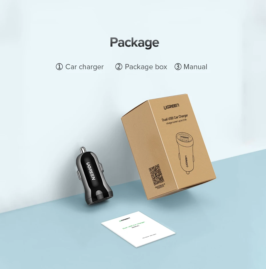 Ugreen мини USB Автомобильное зарядное устройство для мобильного телефона планшета gps 4.8A быстрое зарядное устройство автомобильное зарядное устройство двойной USB автомобильный адаптер зарядного устройства для телефона в автомобиле