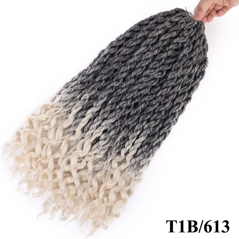 P1B/613 Активные искусственные локоны в стиле Crochet, на крючках, косички, синтетика, на крючках, косички, эффектом деграде(переход от темного к плетение волос в богемном стиле замки 18 дюймов 24 подставки - Цвет: P1B/613