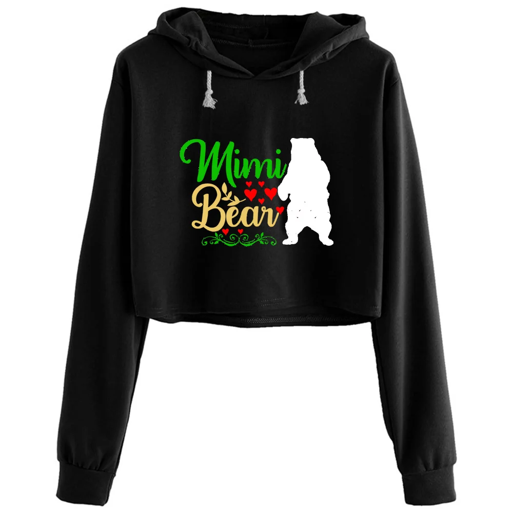 

Mimi Bear Crop Hoodies Women Anime Emo Aesthetic Kpop Pullover For Girls