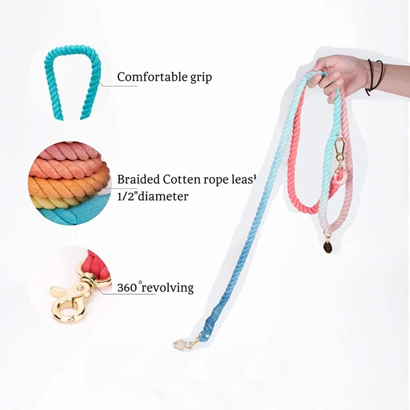 Градиентный цветной ошейник для собак поводки веревка металлическая цепочка