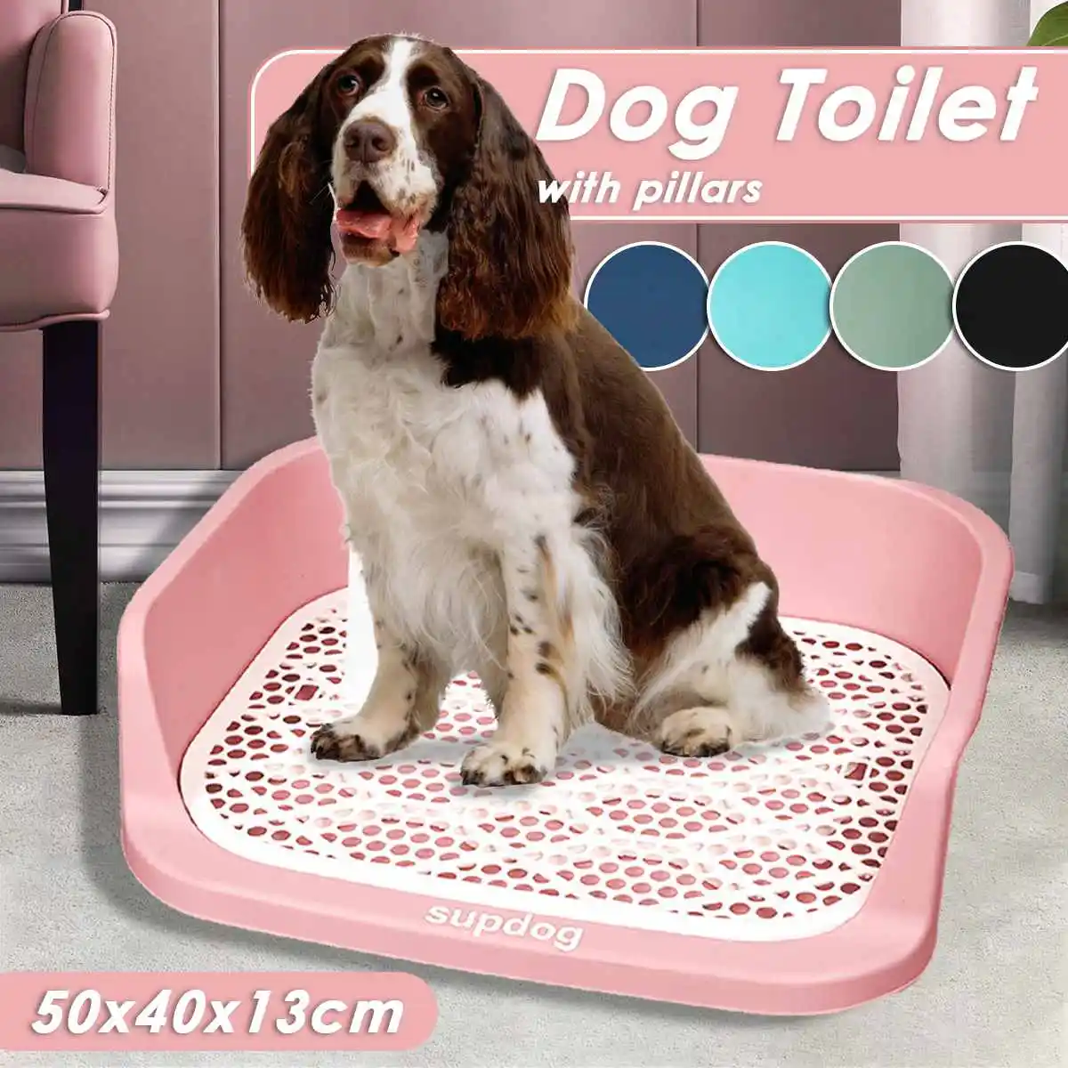 

Dog Potty Tray Portable Indoor Pet Toilet Double Layer Training Tray Keep Paws Dry and Floors Clean No Leak with Protection Wall
