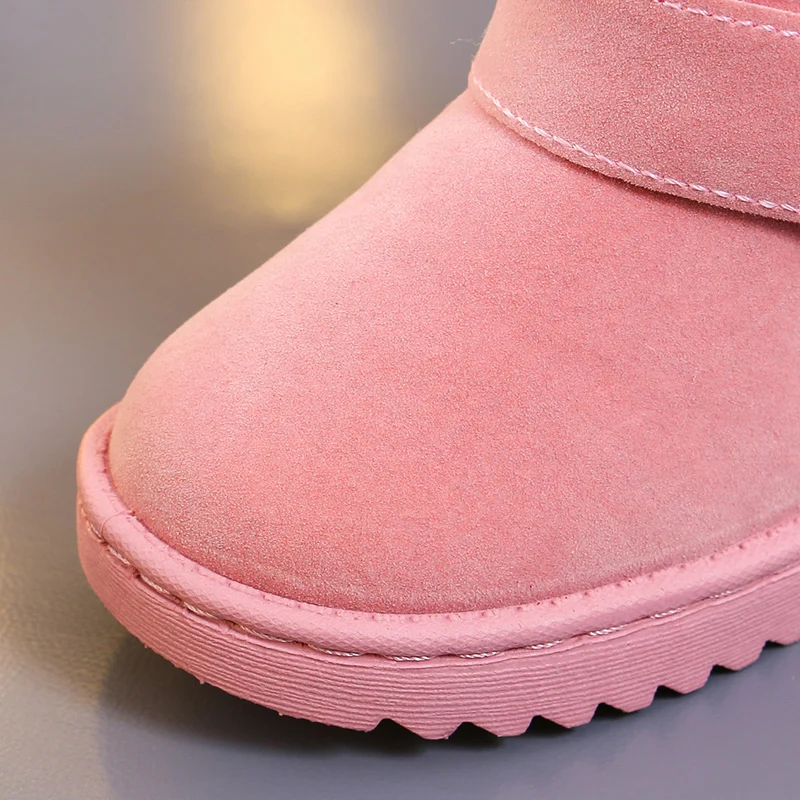 Зимние ботинки из флока на меху для маленьких мальчиков модные розовые ботильоны