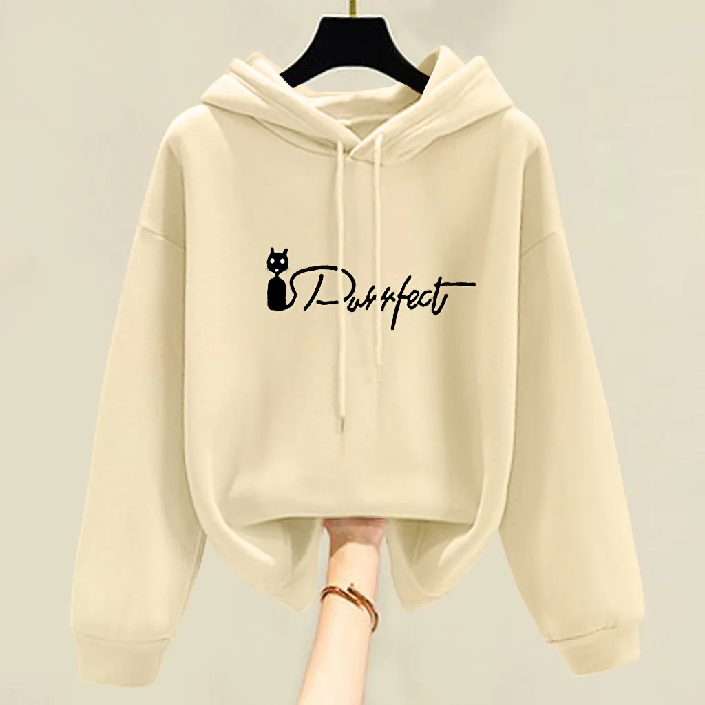 Женская Повседневная Толстовка с принтом 2019 Дамская капюшоном пуловеры