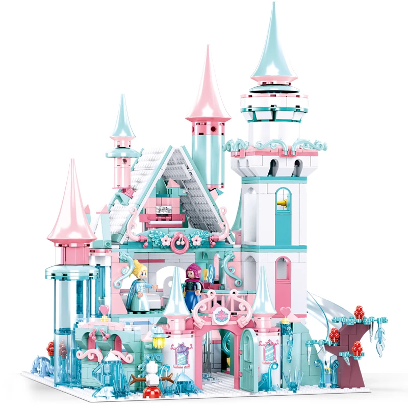 Frozen Anna Elsa Princess Ice Castle Carriage Building Blocks Kit Bricks Classic Movie Model Kids Girl Toys For Children Gift