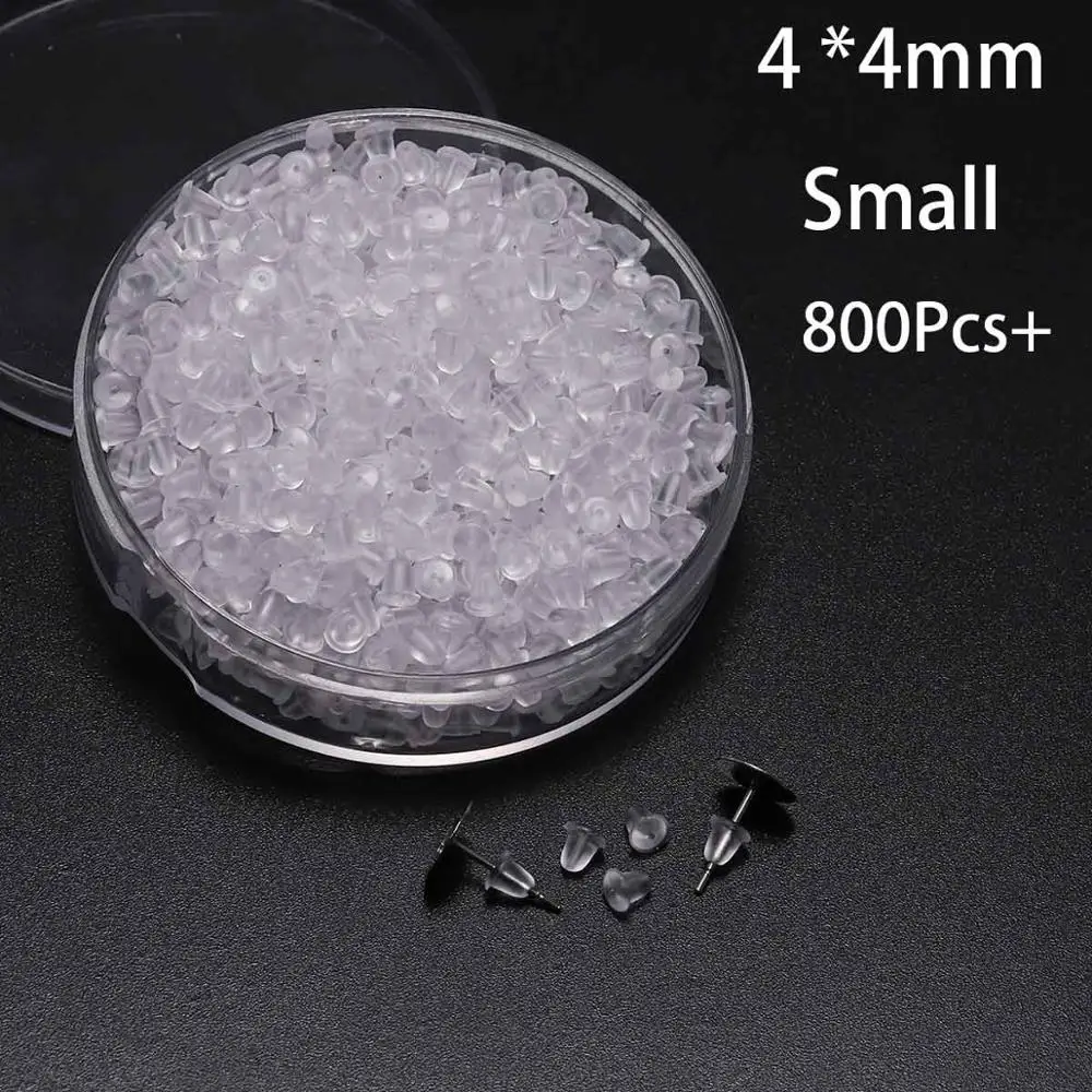 1000 шт./лот резиновая серьга Назад Силиконовые серьги задние пробки затычки для ушей блокированные колпачки Сделай Сам ювелирных изделий(содержит коробку - Цвет: 4x4mm-800pcs