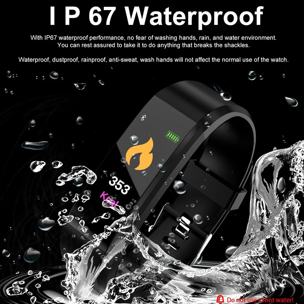 Rovtop 115 плюс смарт-браслеты кровяное давление часы фитнес-трекер пульсометр смарт-браслет трекер активности