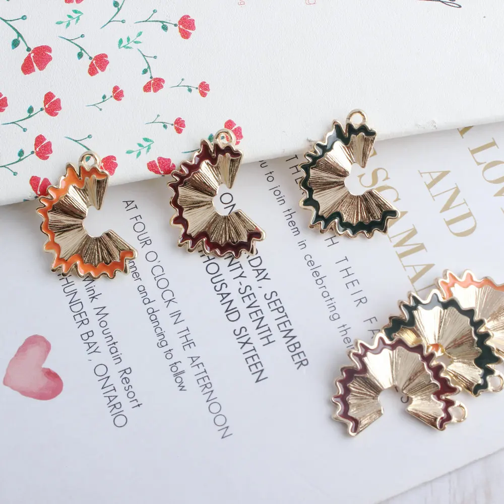 Новое поступление 10 шт./лот эмалевые подвески в форме стружки карандаша золотого