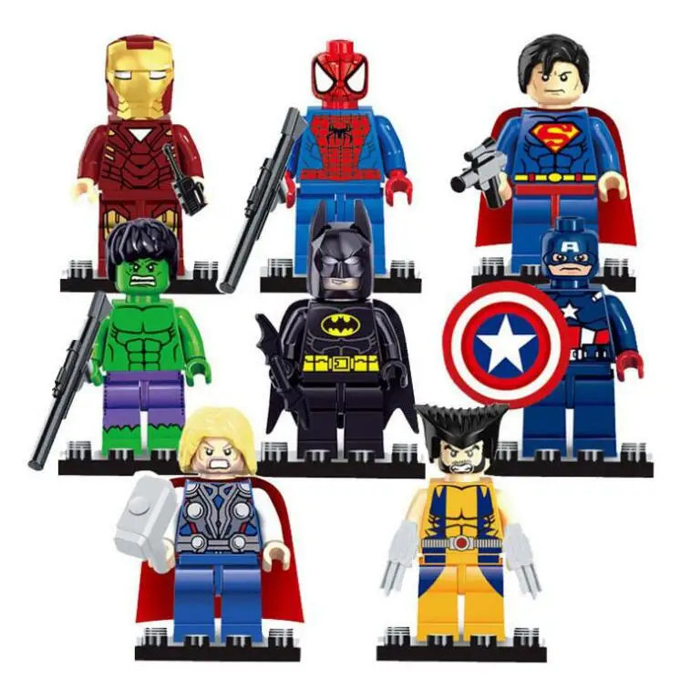 8 шт./лот Marvel Мстители Тор Капитан Железный человек Росомаха Халк Лига