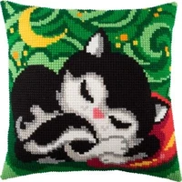 latch hook cushion yarn for cushion cover greed cat pillow case home decorative sofa cushion printed canvas pillow