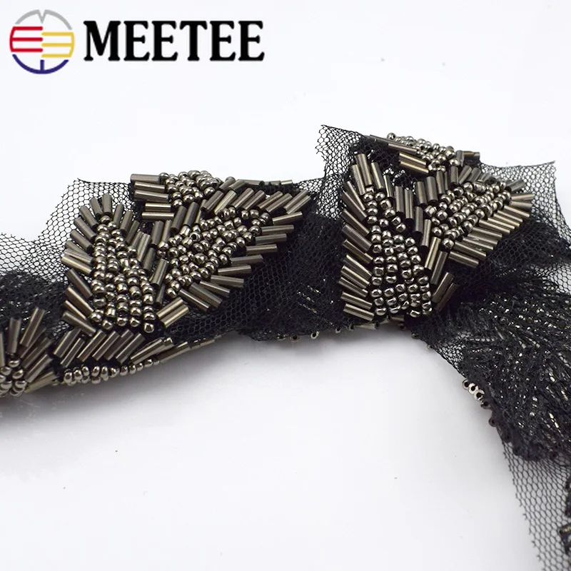 Meetee 6 см жемчужные бусины кружевная отделка листья сетка ткань лента Weding платье