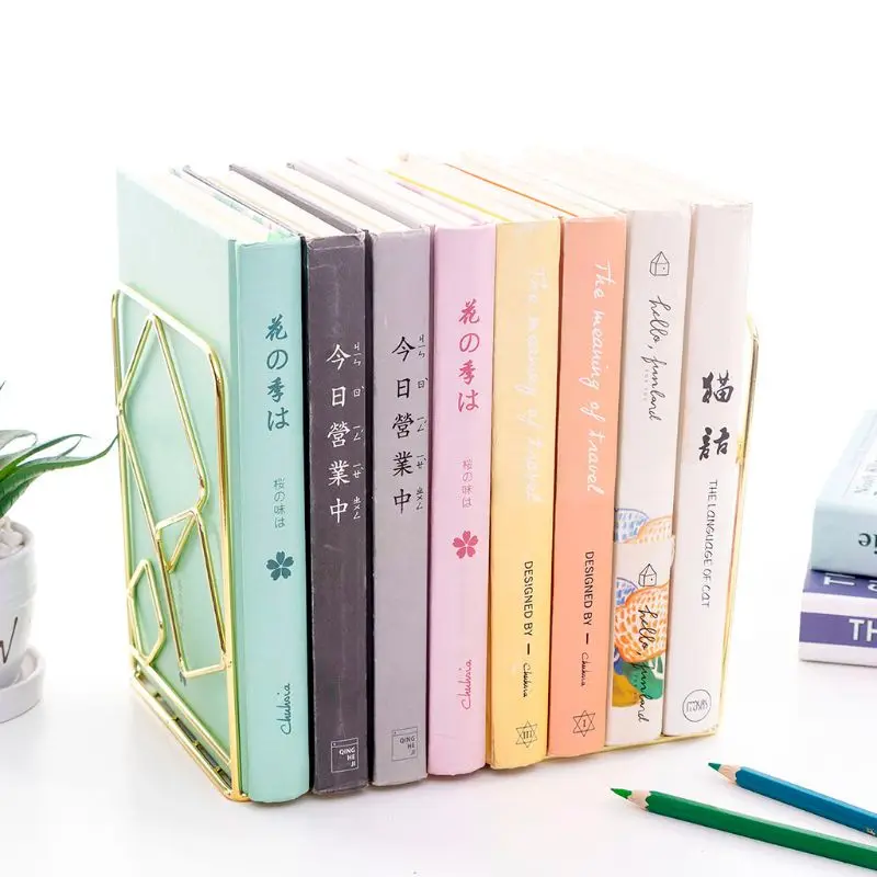 

2pcs Square Metal Desktop Bookends Book Ends Support Stand Holder Shelf Bookrack