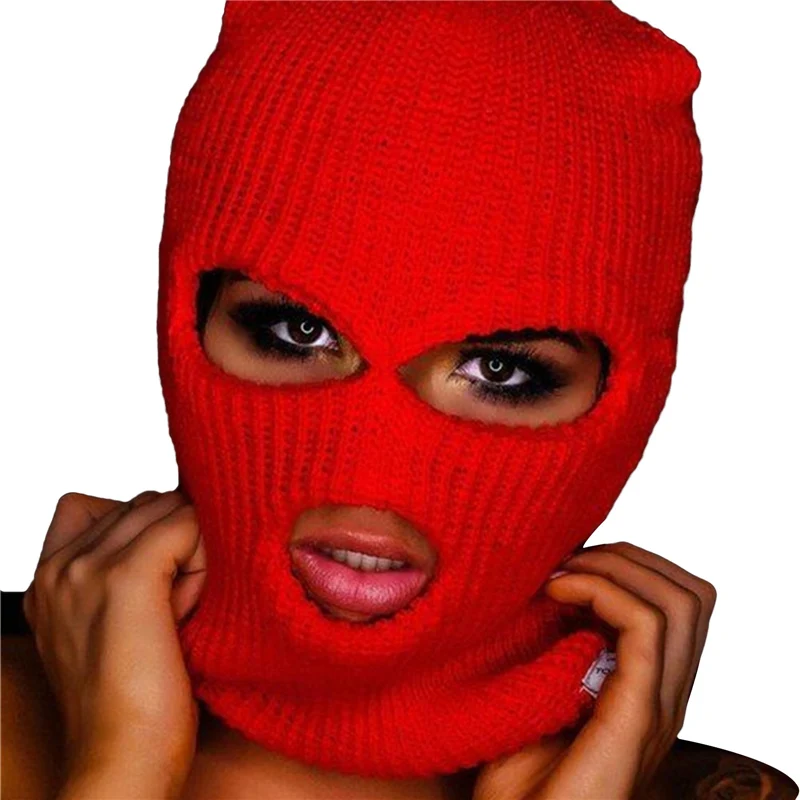 

hirigin Adult's Balaclava Warm Three Hole Pullover Hat Wool Knitting Face Mask for Man and Woman
