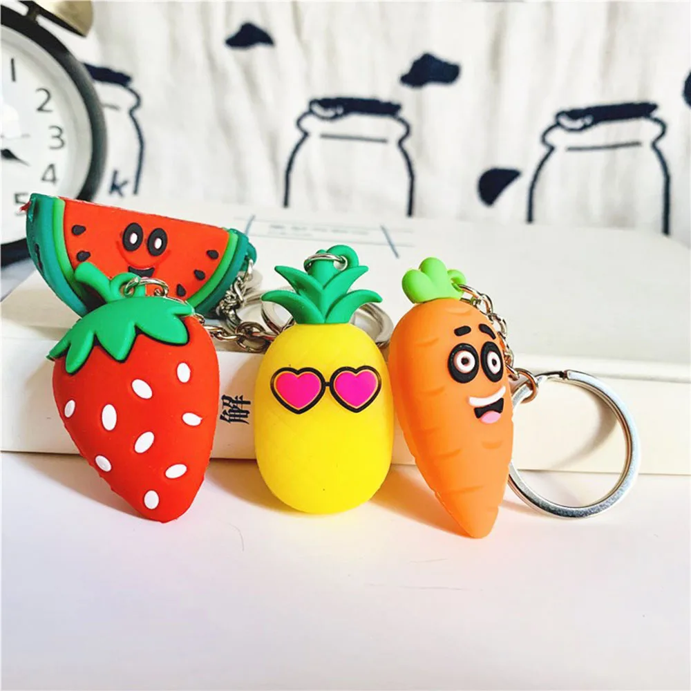 Креативный брелок в виде моркови ананаса для девочек имитация фруктов брелки