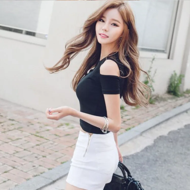 Модные летние кроп Топы женские повседневные хлопковые футболки короткий рукав