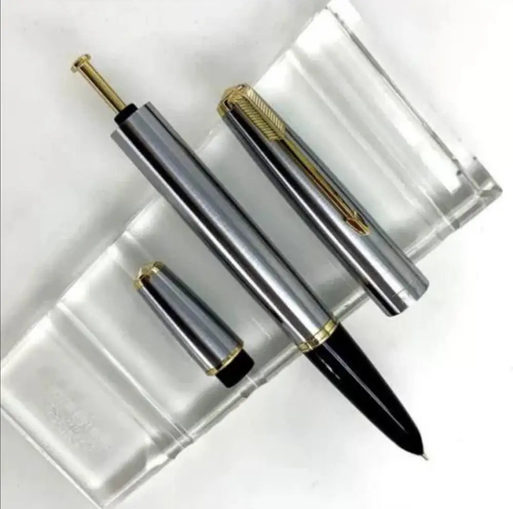 

St penpps 601 Vacumatic Fountain Pen Steel Ink Pen Piston Type Golden Cap F Hooded Nib Stationery Office school supplies Gift