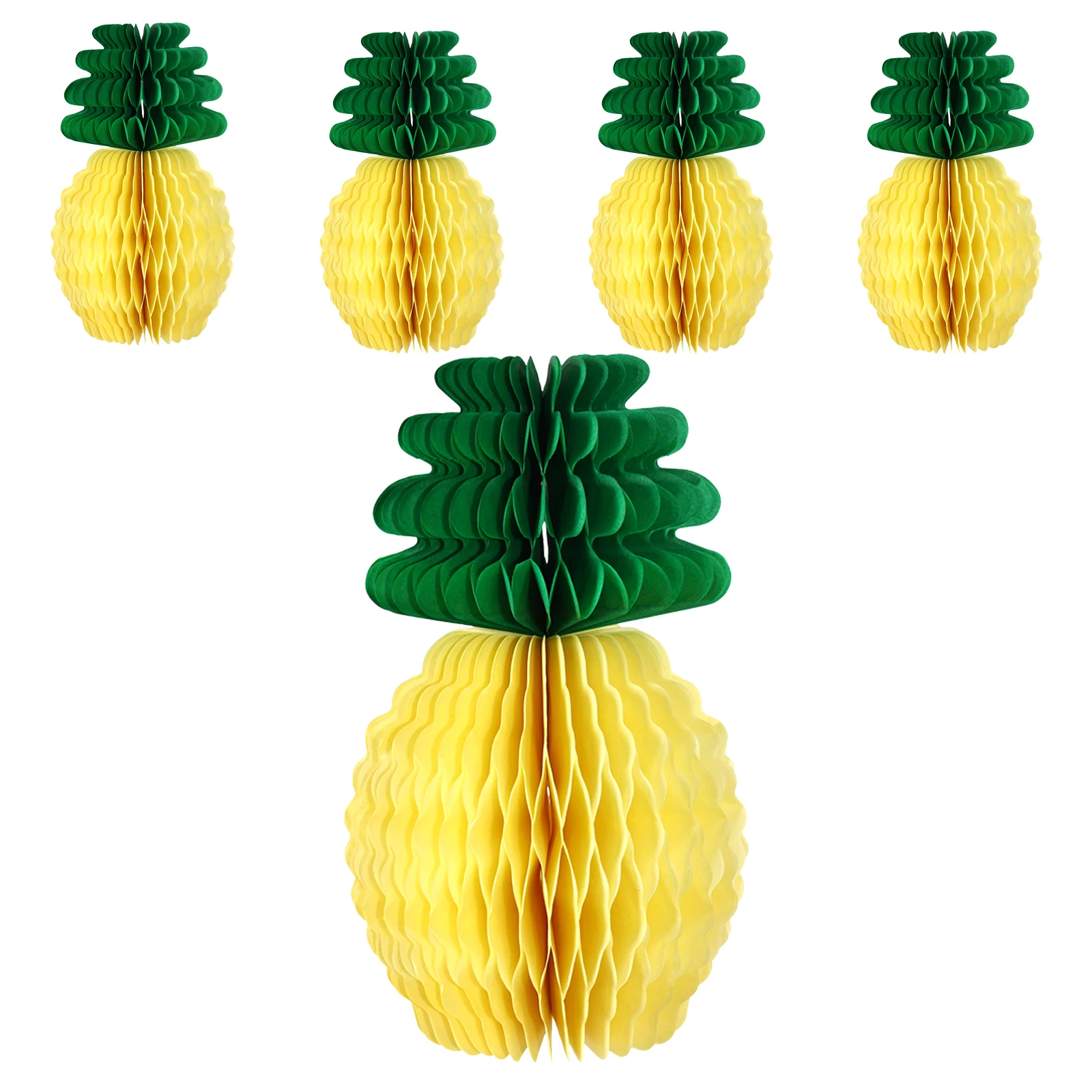 

50pcs Yellow Pineapple Shape Paper Honeycomb Decoration Table Centerpiece Honeycomb Paper Fruit Summer Nubuck Decor