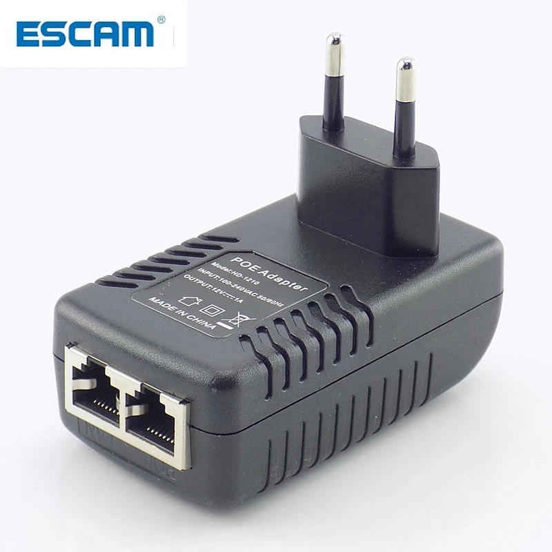 Сетевой адаптер ESCAM G16 инжектор с питанием по сети Ethernet 12 В 1 А для IP камер систем
