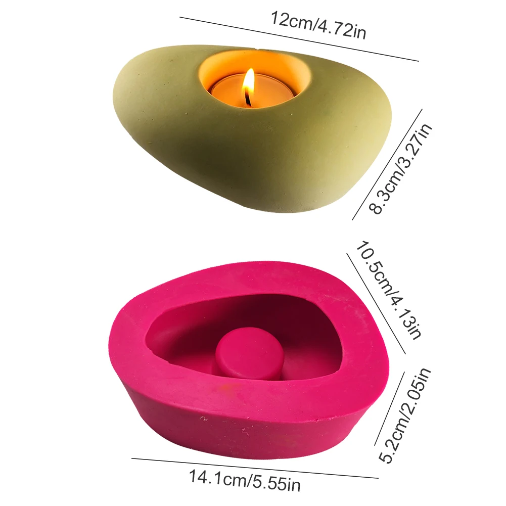 

Silicone Concrete Candle Holder Mold Cobblestone Candlestick Silicone Handmade Mould Succulent Flower Pot Mould For DIY Crafts