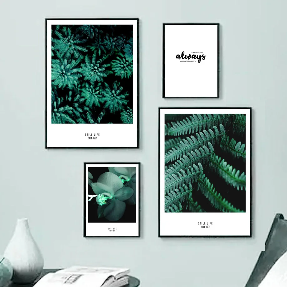 

Ferns Butterfly orchid Grass leaves Quote Wall Art Canvas Painting Nordic Posters And Prints Wall Pictures For Living Room Decor