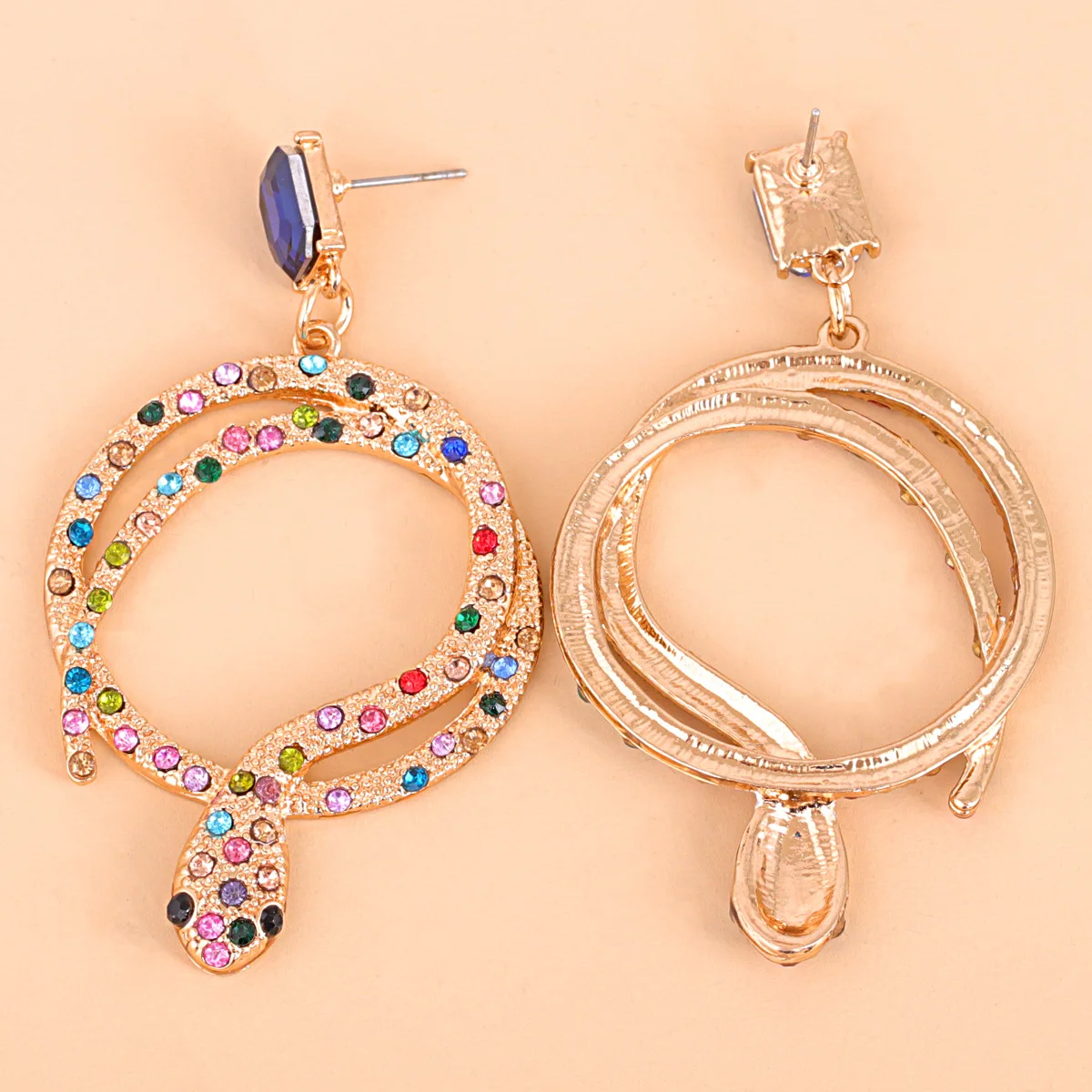 

YaYi Jewelry Fashion Bohemia Multi Glass Crystal Rhinestone Dangle Women Hook Eardrop Wear Ear Band Long Snake Tassel Earrings