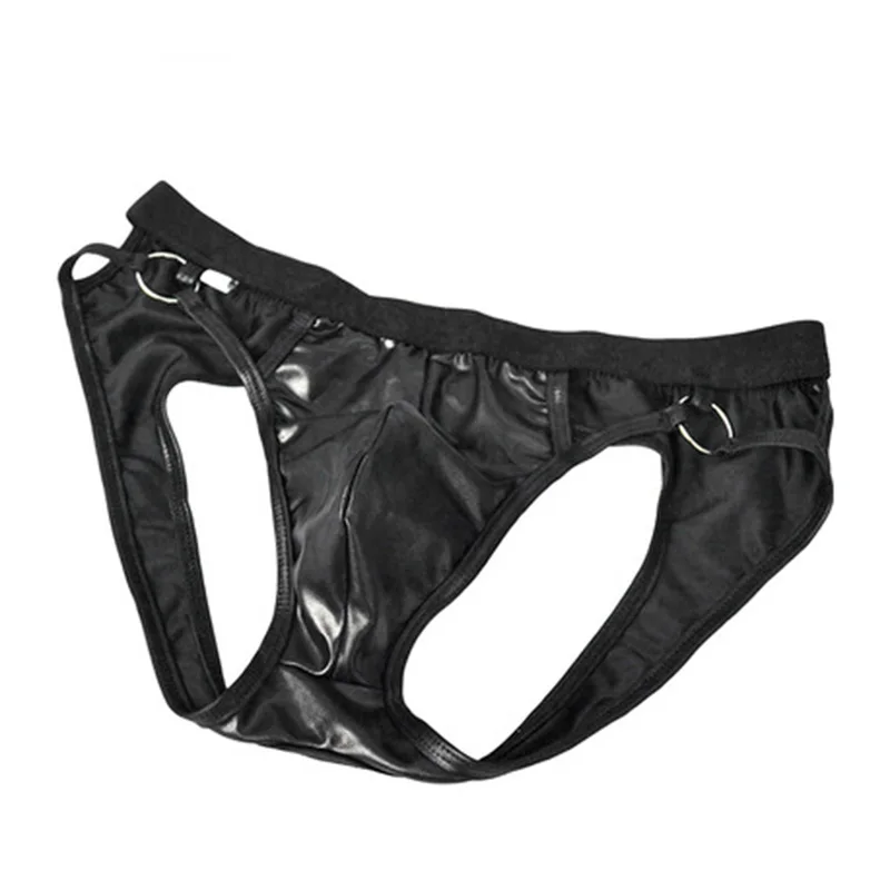 

PU Gay Men Underwear Black Elastic 1PC Thongs And G Strings Leather Jockstrap Underwear G-Strings Thongs Sexy Party Adjustable
