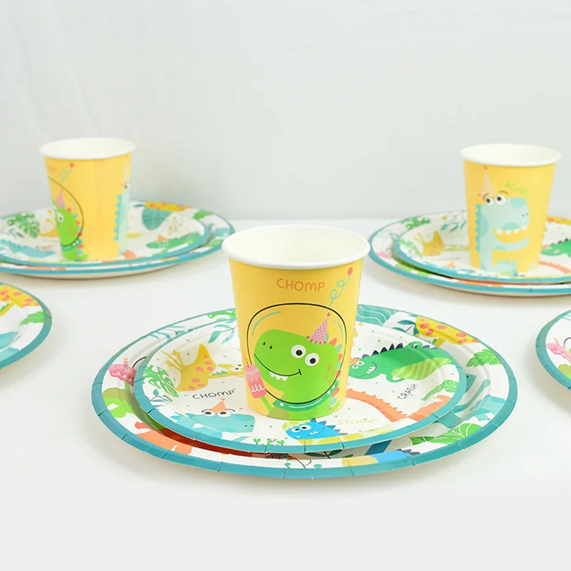 

49Pcs Dinosaur Theme Party Disposable Tableware Set Paper Plate Cup Kids Boy Jungle Birthday Party Decoration Baby