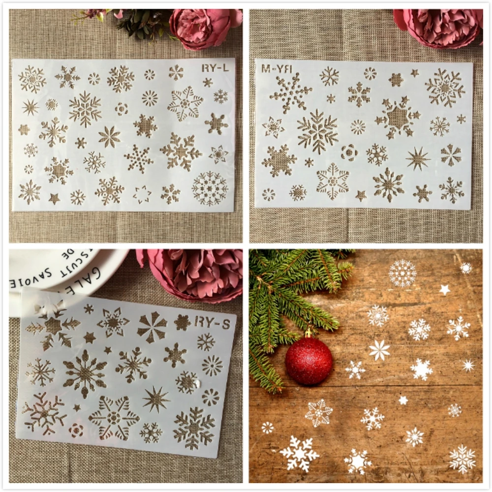 S M L снег зима Рождество Праздник Снежинка Сделай Сам слои трафареты картина