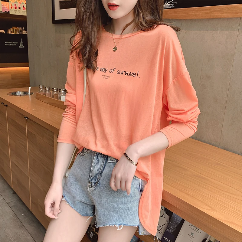 Новинка 2020 летние топы для женщин шелк льда вязанная футболка свободная