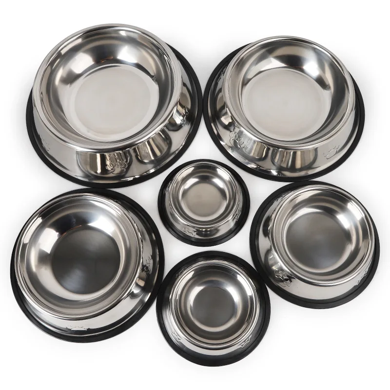 Quality Paw Stainless Steel Pet Dog Bowl Feeder Skidproof Anti-ant Shape Cat Dog Bowls Food Accessories Pet Supplies 6 Sizes