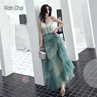 long prom dress tulle evening party gown robe de soiree formal prom dresses
