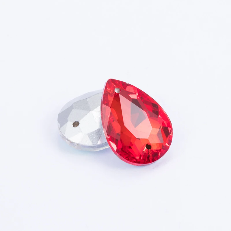 

Red Siam Bright Color Crystal Drop Glass Sew on Rhinestone Craft Gems Christmas Clothing Dress Jewelry Decoration for needlework