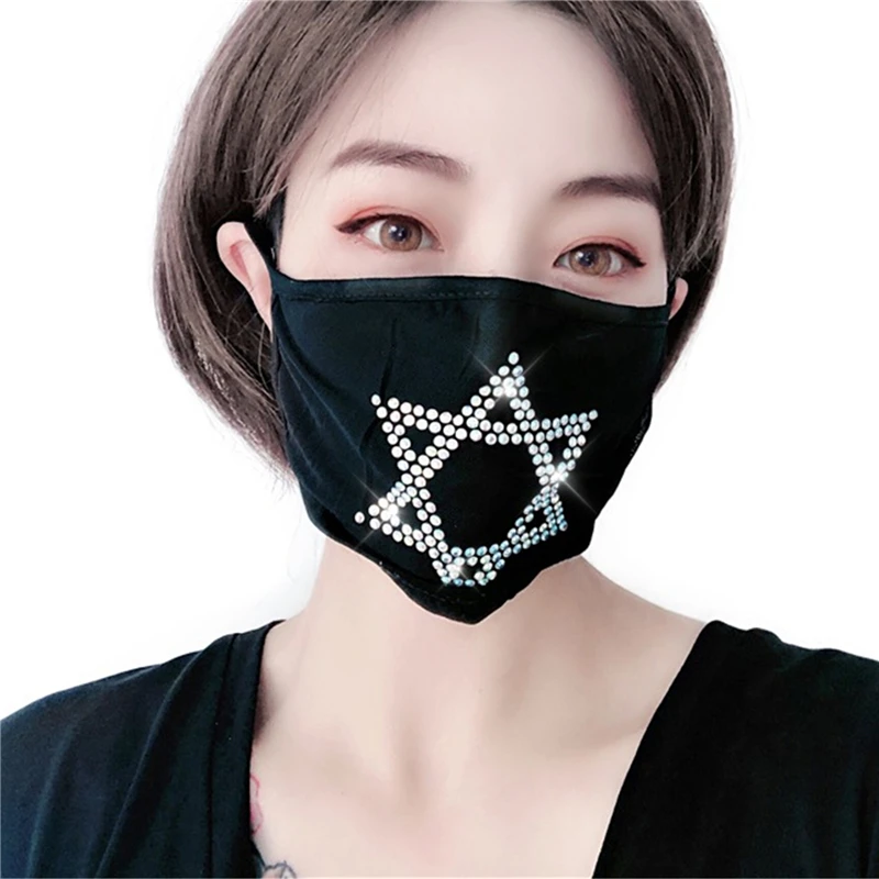 Women New Fashion Rhinestone Face Mask Ear Loop Breathable Mouth Outdoor Dustproof Washable Reusable | Аксессуары для одежды