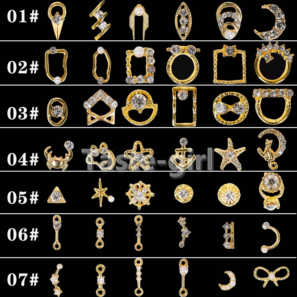

1Pack 30PCS gold alloy nail art decorations rhinestones nail charms jewelry nails accessories manicure supplies tools RS